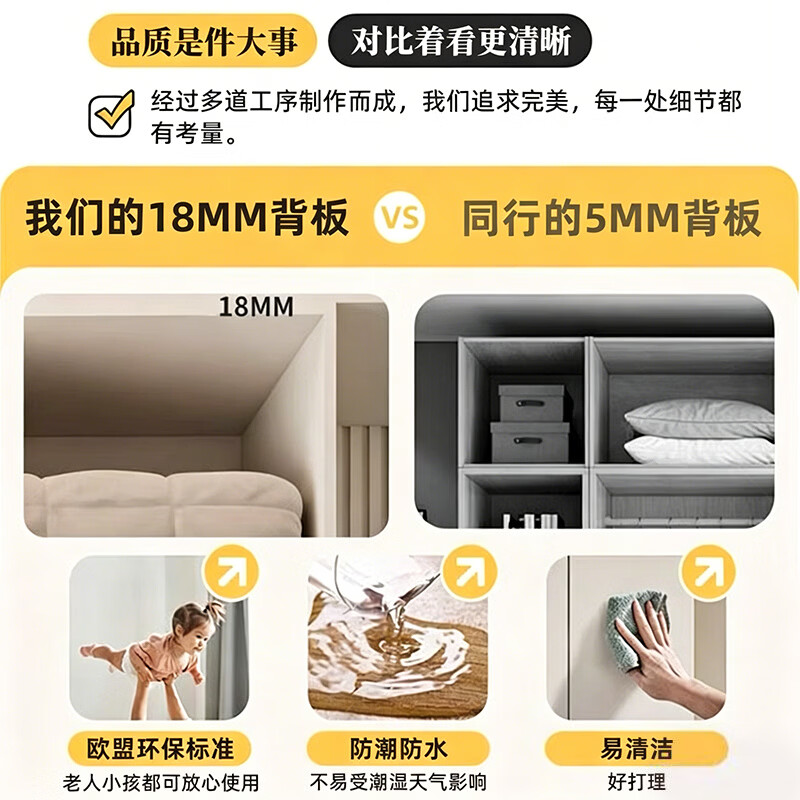博翼ENF级蜂窝铝衣柜 家用卧室航空铝衣柜现代简约分段式可定制大衣柜 四门长140深60高2.4米【蜂窝铝】