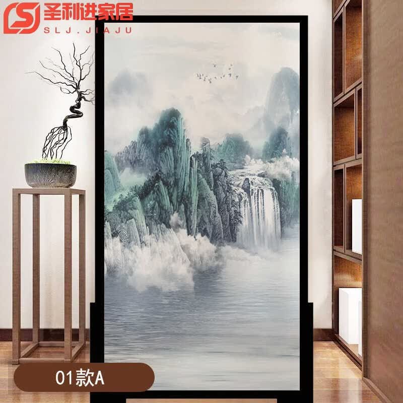 半爿词中国风山水风景玻璃贴纸客厅门窗户隔断透光不透明防偷窥磨砂贴膜 01款A 40x90cm