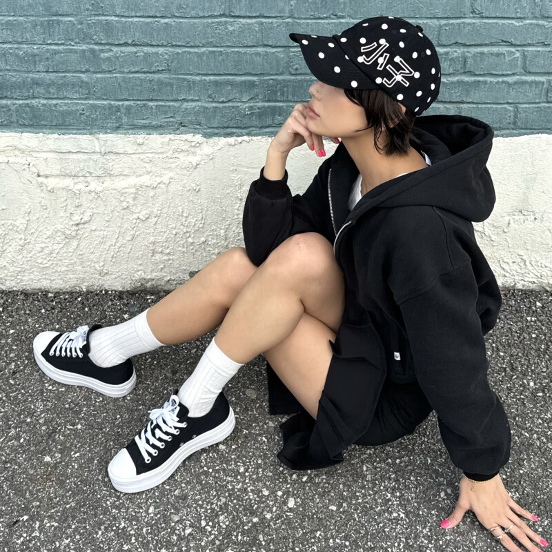 匡威(Converse)Day One Platform秋季新品棉花糖厚底运动鞋A25050C 黑 35