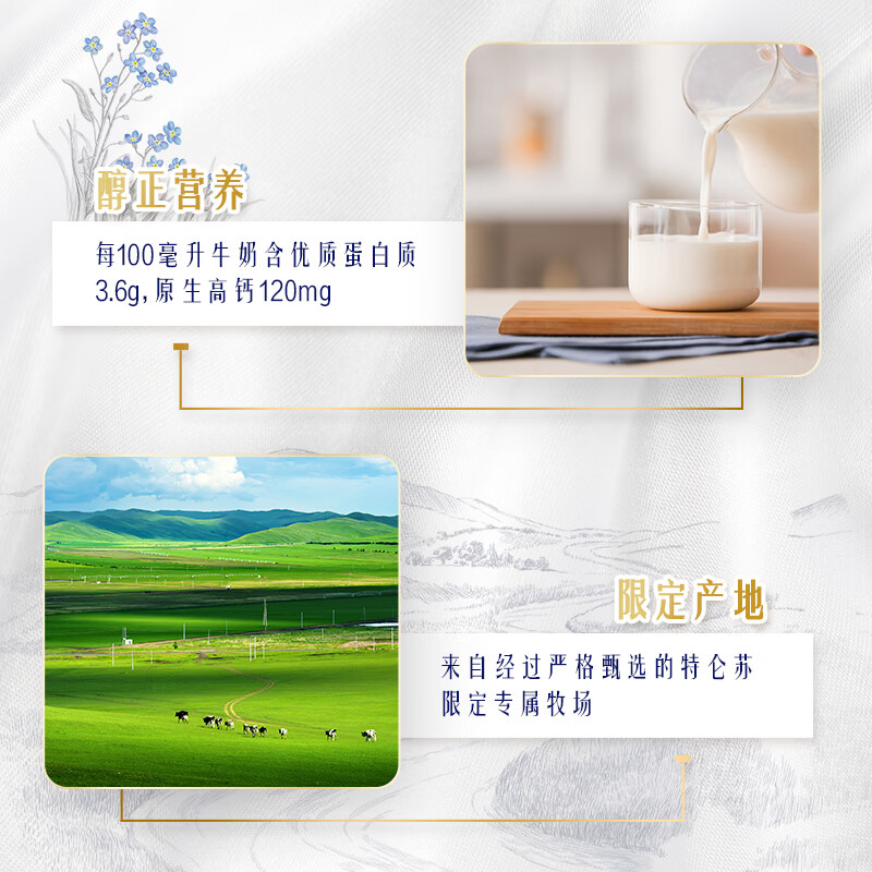 特仑苏纯牛奶250mL×12盒来自限定专属牧场