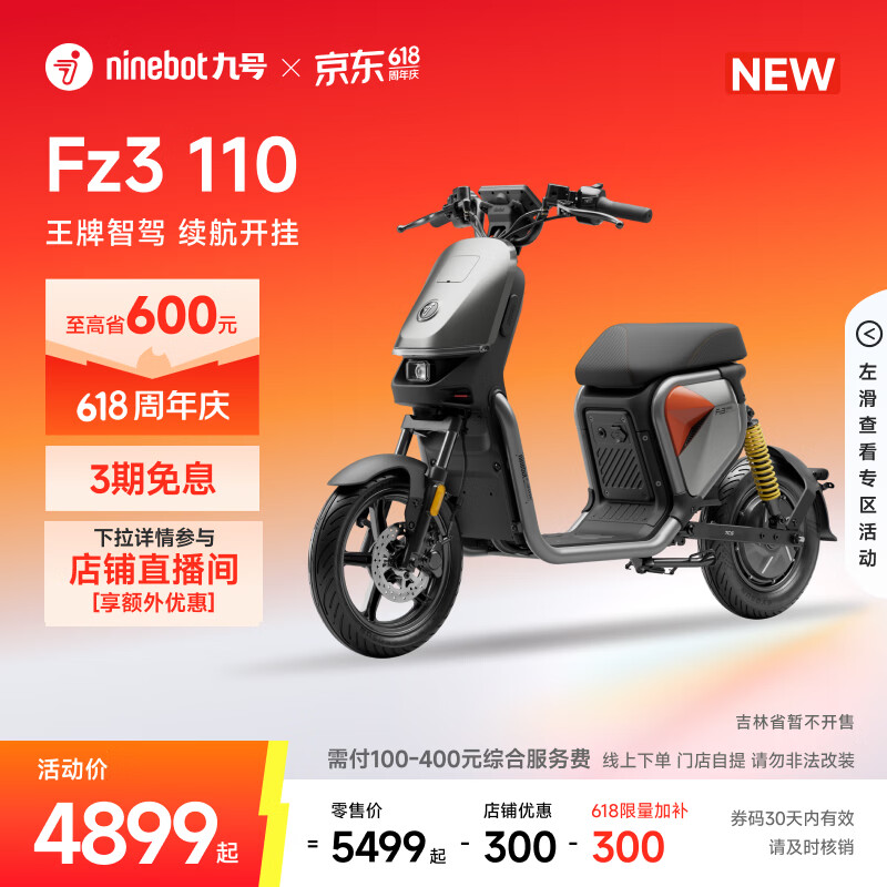 九号（Ninebot）【直播间抽3000免单】九号电动Fz3 110 新国标电自 智能长续航电动自行车【门店自提】 到门店选颜色
