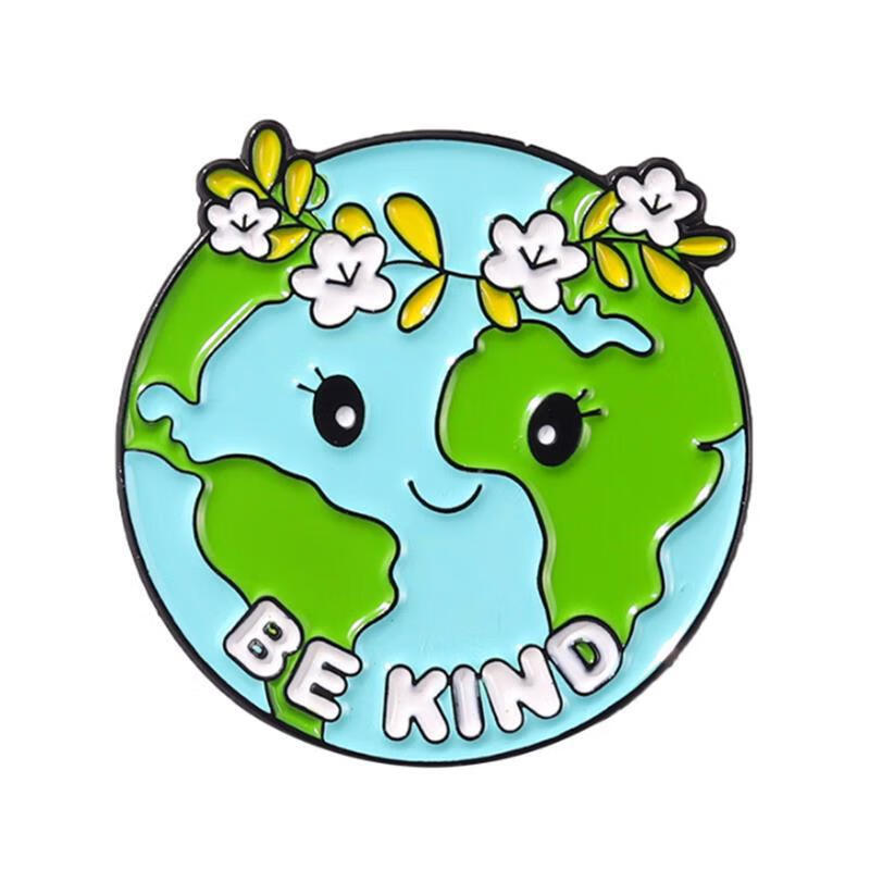 创京懿选绿色地球胸针 爱护地球环保标志徽章 可爱卡通金属别针 学生