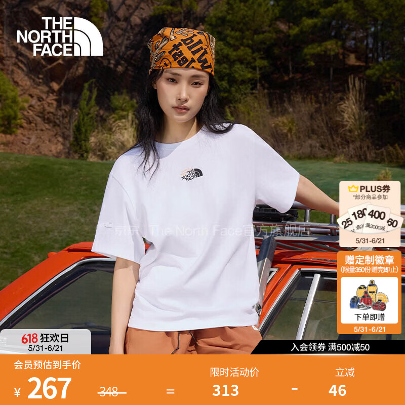 北面（The North Face）短袖T恤男女同款户外休闲宽松圆领透气半袖上衣26春夏新品|8GWH FN4/雪峰白 L /175