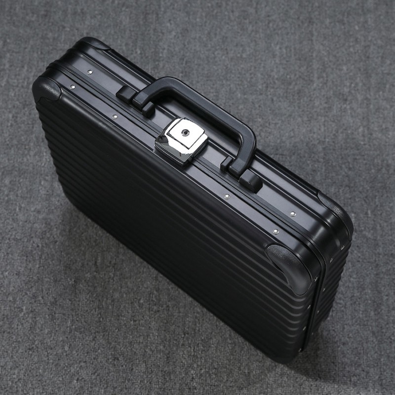 cuby全金属手提箱铝镁合金密码箱14英寸铝制公文箱现金多功能行李箱 黑色手提密码箱 14英寸