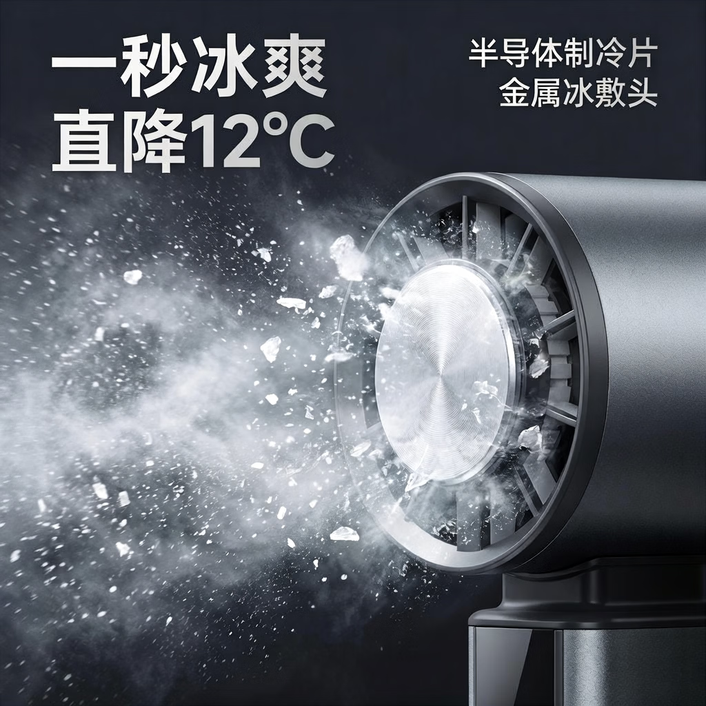 戴松手持风扇制冷劲风半导体可冰敷超长续航高级学生上课办公桌风扇/USB小风扇 高级深空灰【2秒制冷】 3000mAh