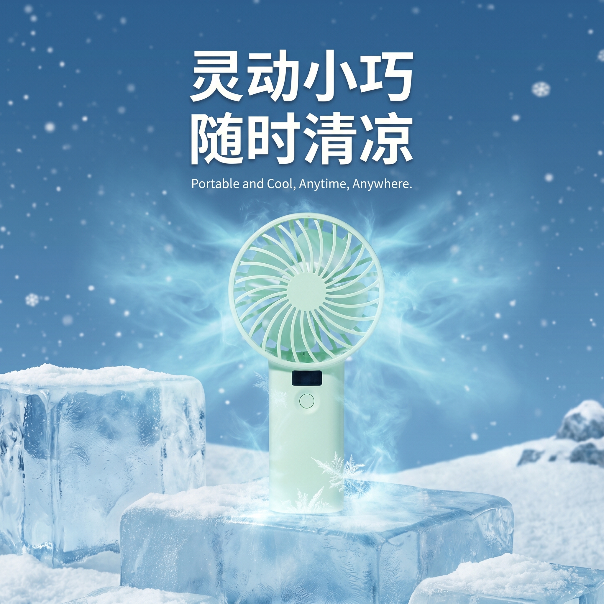 贝努奇手持小风扇2026新款迷你大风力制冷超长续航静音小风扇儿童USB充电桌面户外便捷学生宿舍 翠莹绿 3000毫安