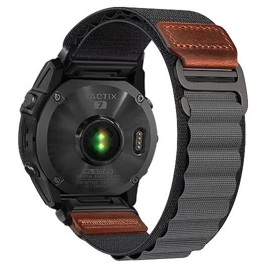 ENDUROBAND适用佳明飞耐时Garmin Fenix8/Fenix7S/Fenix6S/Fenix5S/Epix Pro/mk3i新款高山回环尼龙快拆表带 深灰色 适用:佳明手表系列26mm专用接口