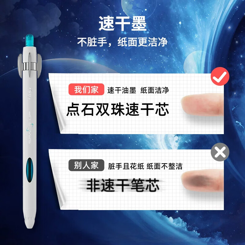 点石玩转时空舱中性笔双珠0.5子弹头速干高颜值大容量按动旋转解压学生考试刷题笔办公笔DS-0201 玩转时空舱【全色系】 6支装