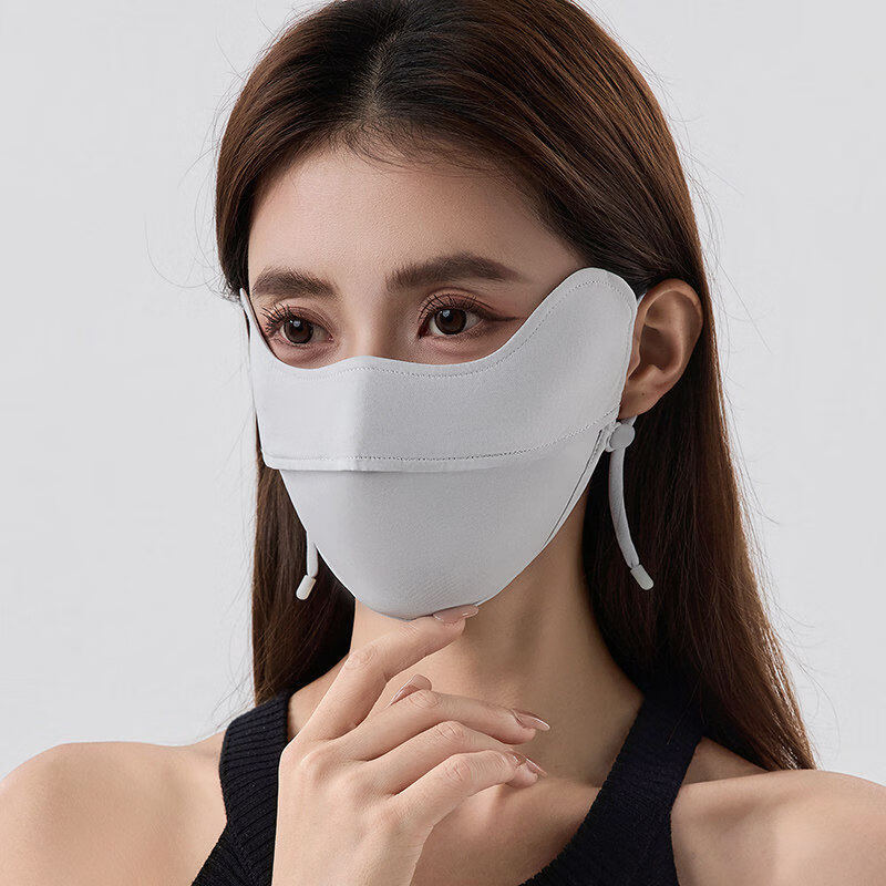 蕉下（beneunder）防晒口罩腮红护眼角骑行开车防紫外线女款夏凉感冰丝遮阳面罩 高山灰高级感抗皱休闲 均码