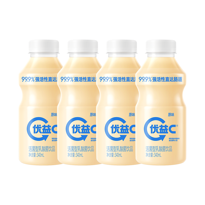 蒙牛（MENGNIU）杨紫推荐 优益C乳酸菌饮品0脂肪原味340mL*4瓶
