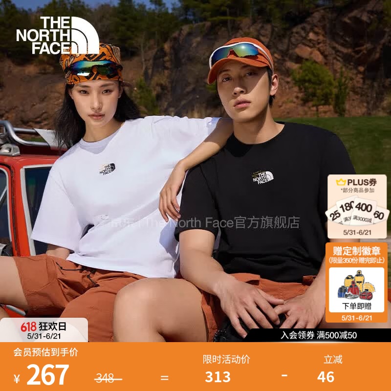 北面（The North Face）短袖T恤男女同款户外休闲宽松圆领透气半袖上衣26春夏新品|8GWH JK3/宇宙黑 S /165
