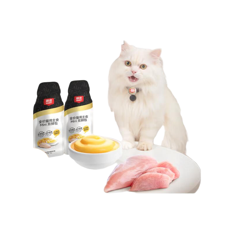 顽皮（Wanpy）主食双鲜包mini猫罐头营养猫咪零食妙鲜全价猫湿粮餐包小金盾猫条 30g*30【鲜鸡肉+有机南瓜】