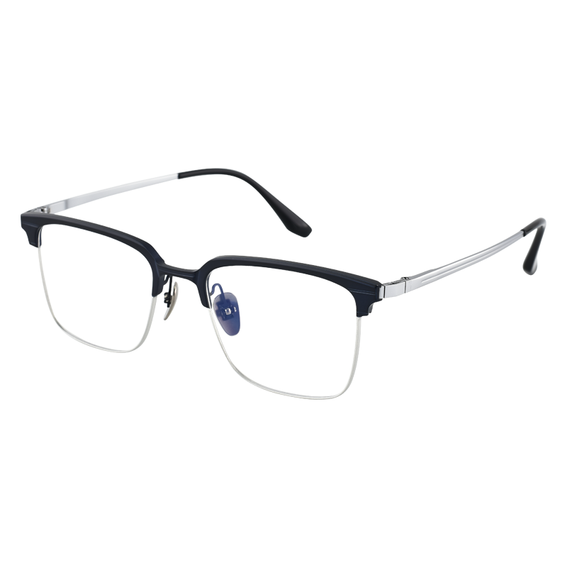 蔡司（ZEISS）镜片 眼镜近视可配度数散光眉框钛镜架 银黑 佳锐1.74高清镜片 