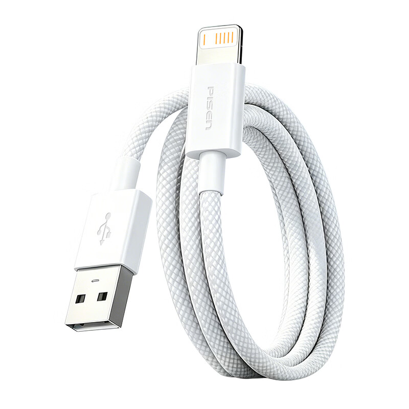 品胜苹果数据线快充充电器线USB to Lightning编织适用iPhone14promax/13/12/11/8/Xs手机iPad车载 【 A-L高密编织线】苹果8~14|1米白 【苹果8-14高密编织快充线】