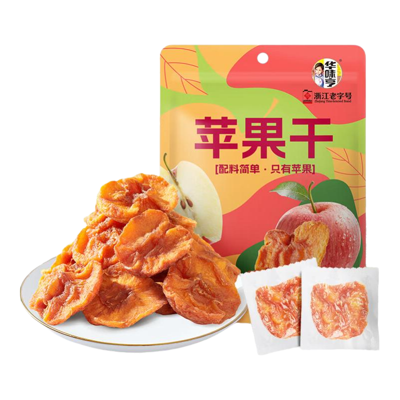 华味亨 苹果干阿克苏618g 袋装无核蜜饯果干独立小包装儿童孕妇休闲零食 【配料只有苹果】苹果干250g