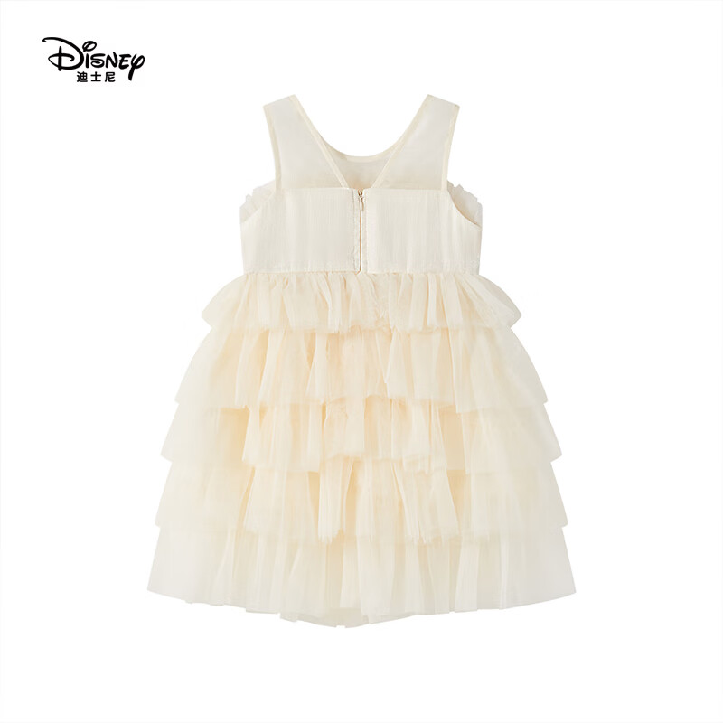 迪士尼（Disney）艾莎公主裙女童连衣裙2026夏季新款儿童碎花洋气甜美网纱长裙童装 米色 120