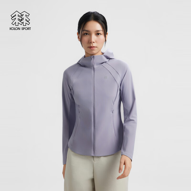 KOLON SPORT/可隆户外防晒衣 女士抗菌接触凉感UPF40+冷黑针织夹克