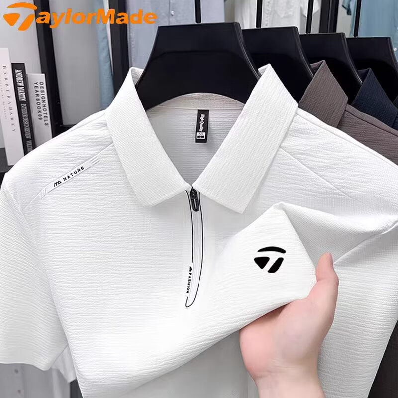 Taylormade泰勒梅高尔夫男士polo衫夏季冰丝短袖休闲冰丝速干t恤 深灰色 薄款 4XL 建议190-210斤