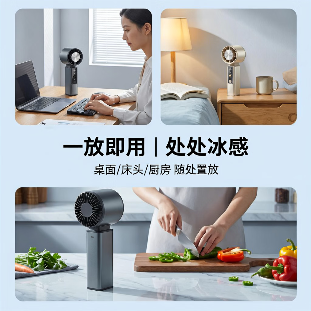 戴松手持风扇制冷劲风半导体可冰敷超长续航高级学生上课办公桌风扇/USB小风扇 高级深空灰【2秒制冷】 3000mAh