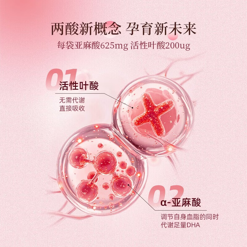 遇善恩亚麻籽油微囊粉孕妇营养包亚麻酸DHA活性叶酸复合维生素孕期营养 特膳2段【孕4个月-分娩】 5g*60袋【早晚各一袋】
