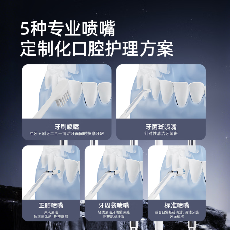 博皓(prooral)台式冲牙器家用牙齿洗牙器冲洗器电动洁牙器水牙线牙结石牙垢清洁器医用洗牙器家庭版 F361 象牙白