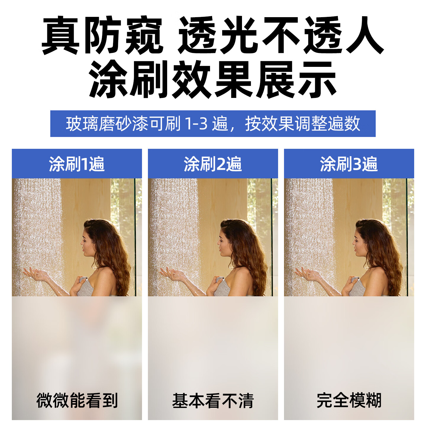 本晨水性磨砂玻璃漆家用卫生间门窗办公室防透防窥遮光涂料玻璃专用漆 玻璃磨砂漆【轻奢雾面肤感】透光不透视 1公斤【单遍约刷10㎡】送工具
