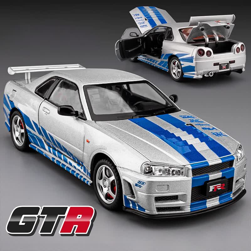 驰誉玩具 尼桑战神GTR-R34天际线跑车模型仿真合金车模汽车玩具男孩