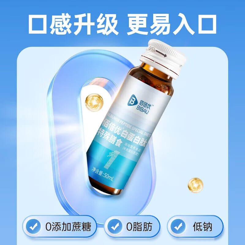 佰倍优白蛋白肽口服液特殊膳食水解乳清蛋白老人用营养品补品 【白蛋白肽特膳 1盒】 50ml*4瓶