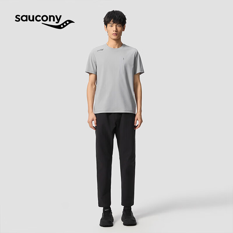 SAUCONY索康尼男春夏干爽舒适轻薄透气经典宽松圆领短T 暗银灰 XL