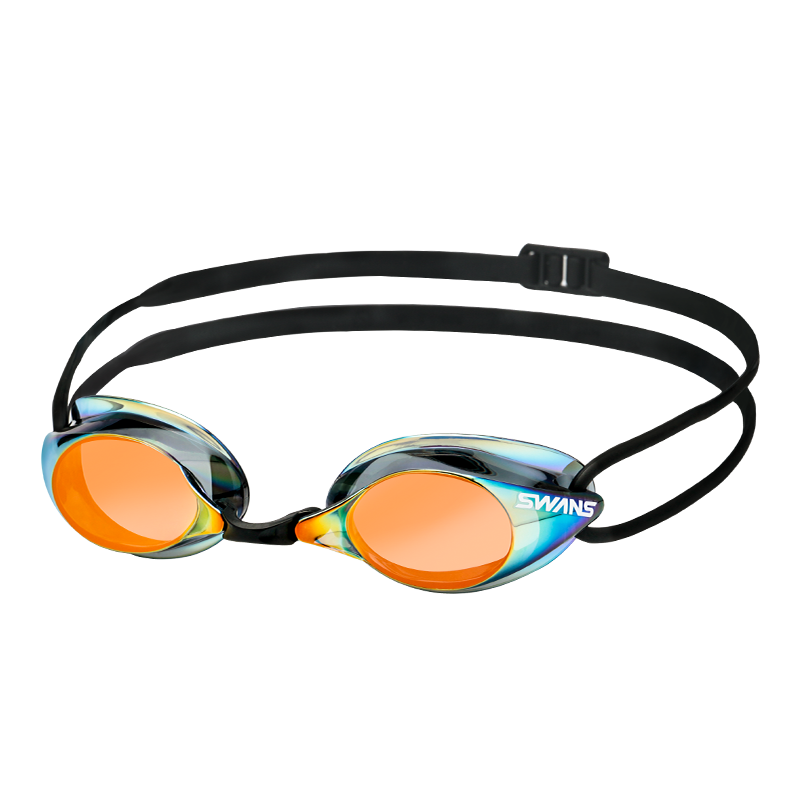 SWANS 日本进口游泳护目镜眼镜防水防雾高清电镀专业竞速无胶圈泳镜 SR7M炫彩绿