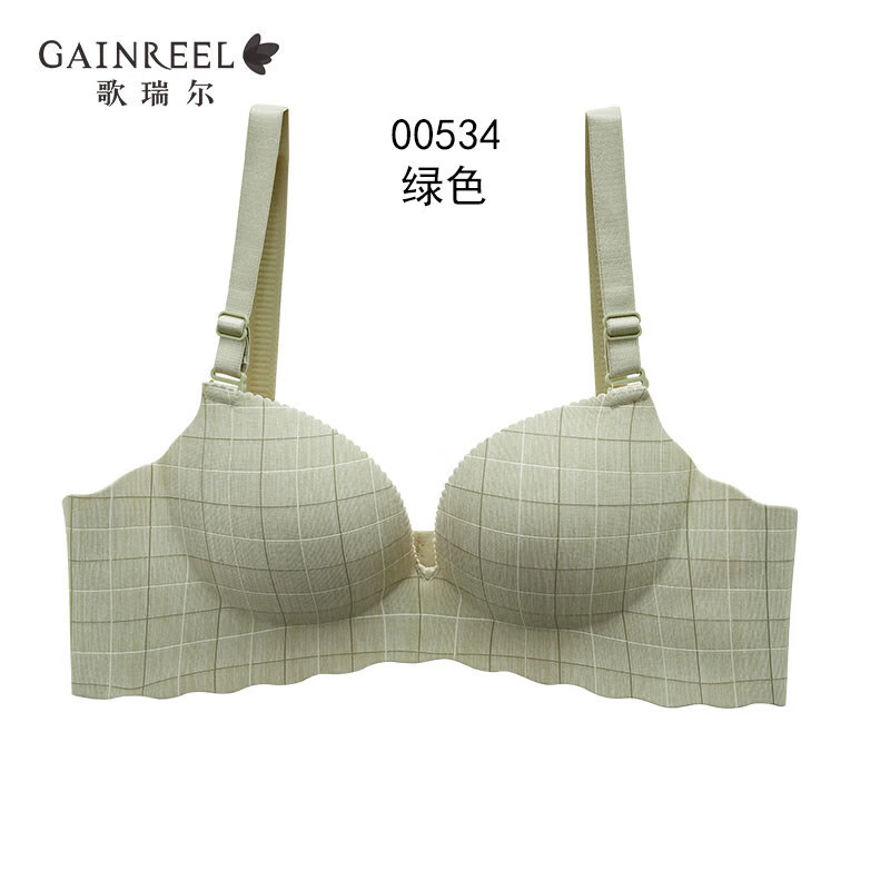 Gainreel歌瑞尔法式浪漫小胸显大内衣女防下垂收副乳聚拢无钢圈舒适文胸罩 绿色 70C