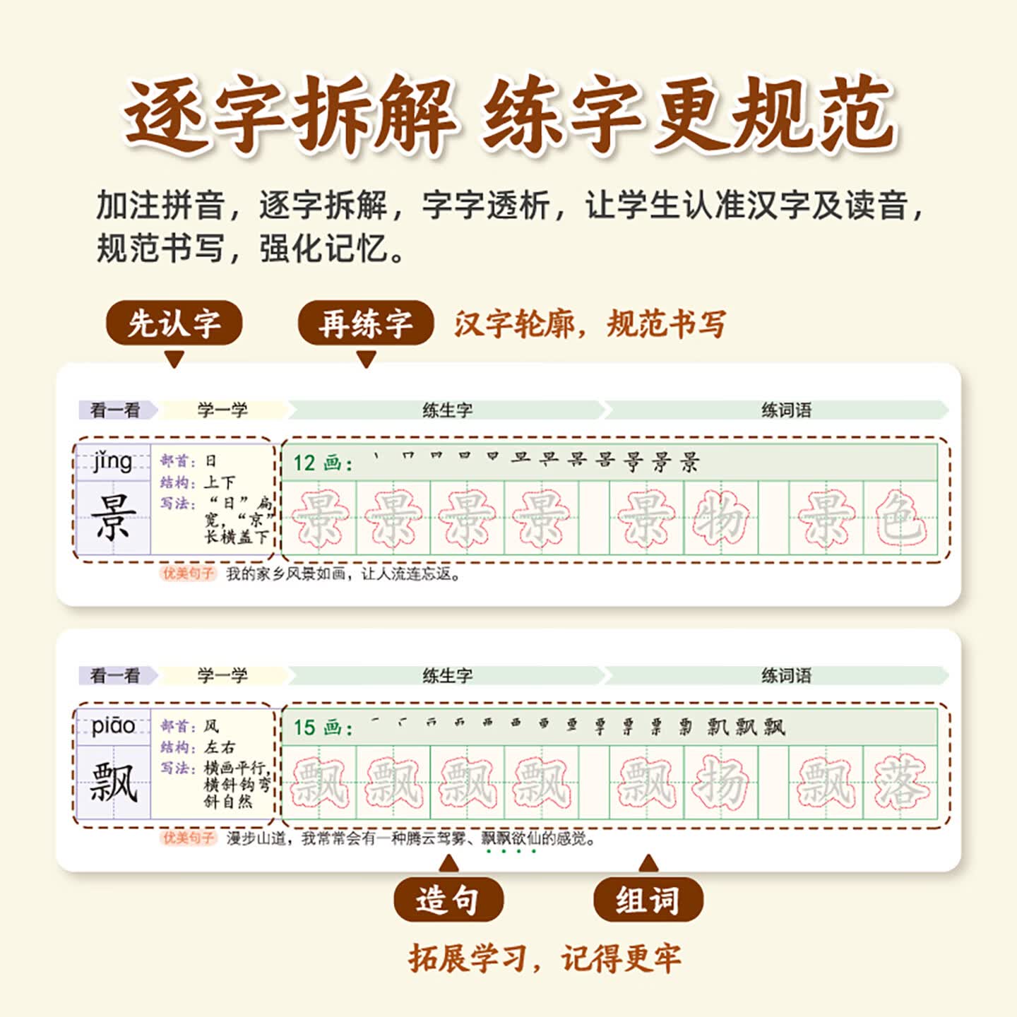 荣恒教育2026秋季新版写好中国字练字帖一年级二三四五六七八九年级上册下册人教版语文课本同步字帖练字写字帖硬笔书法儿童练字本每日一练小学生专用练字帖必背古诗词 【四年级】 【1本】写好中国字上册