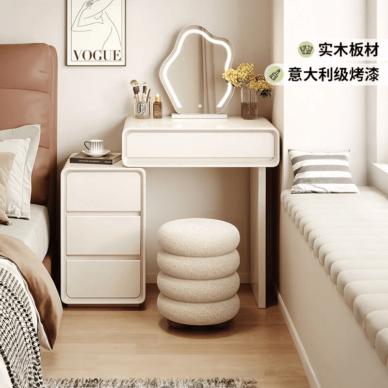 立太实木梳妆台卧室小户型化妆桌子化妆台斗柜一体梳妆柜床头柜置物柜 【店长推荐】60cm桌+30cm斗柜