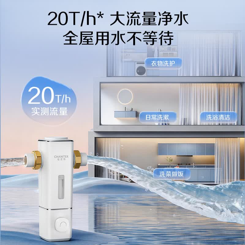 史密斯（A.O.SMITH）【2026重磅上新】佳尼特前置过滤器 家用前置净水过滤器自来水防冻防爆大白瓶 升级款CPF-T7PRO 20T/h超大流量  40微米黄金过滤精度 99.9%仿生叠片过滤