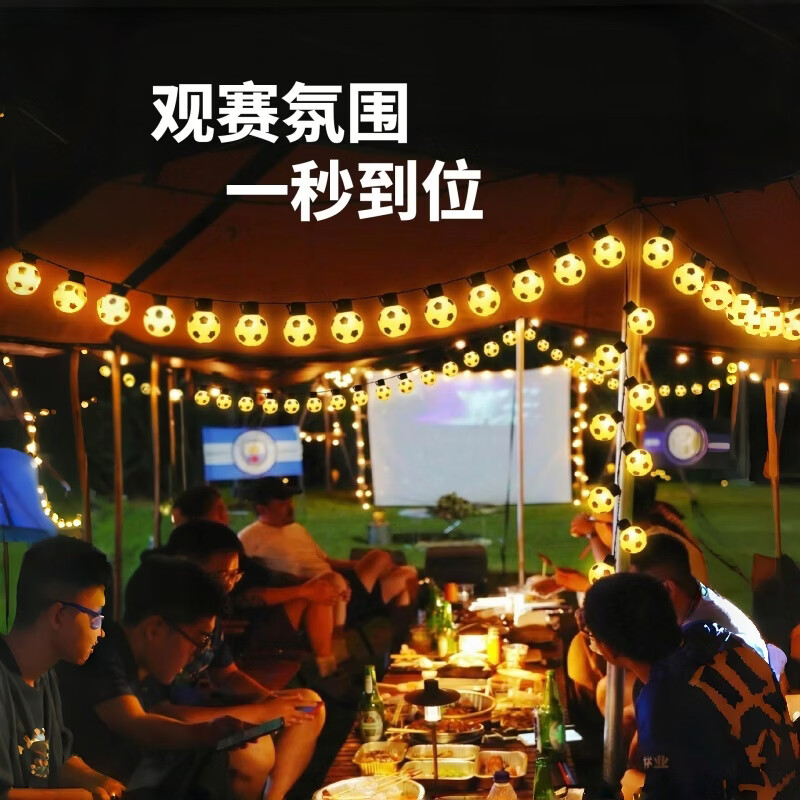 LOIKVE世界杯装饰足球灯条氛围灯带彩灯串灯活动场景灯串户外布置长条灯 3米20灯电池盒款【常亮+闪烁】