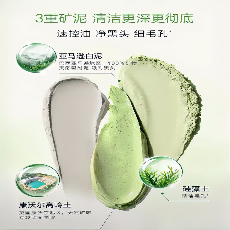 韩束(KanS)小绿泥净颜洁面膏控油不拔干去黑头收毛孔男女通用深层清洁洗面奶 叶绿素小绿泥洁面100g*2 【赠次抛精华5支】