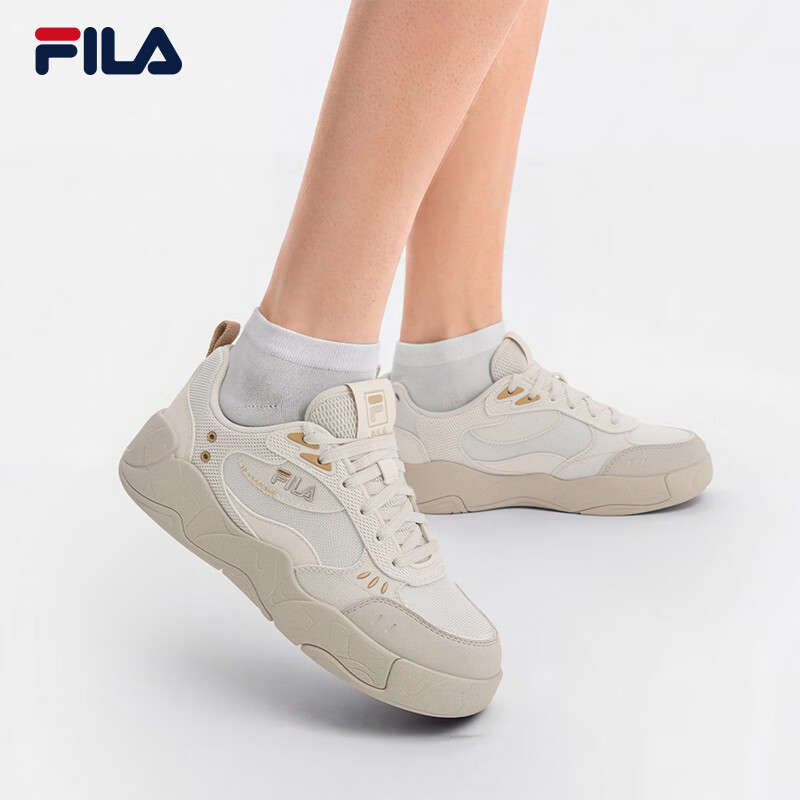 斐乐（FILA）变色龙鞋官方女鞋CHAMEO帆布鞋2026年夏季新款透气休闲鞋运动鞋 奶白/雨朦灰-GR 37.5