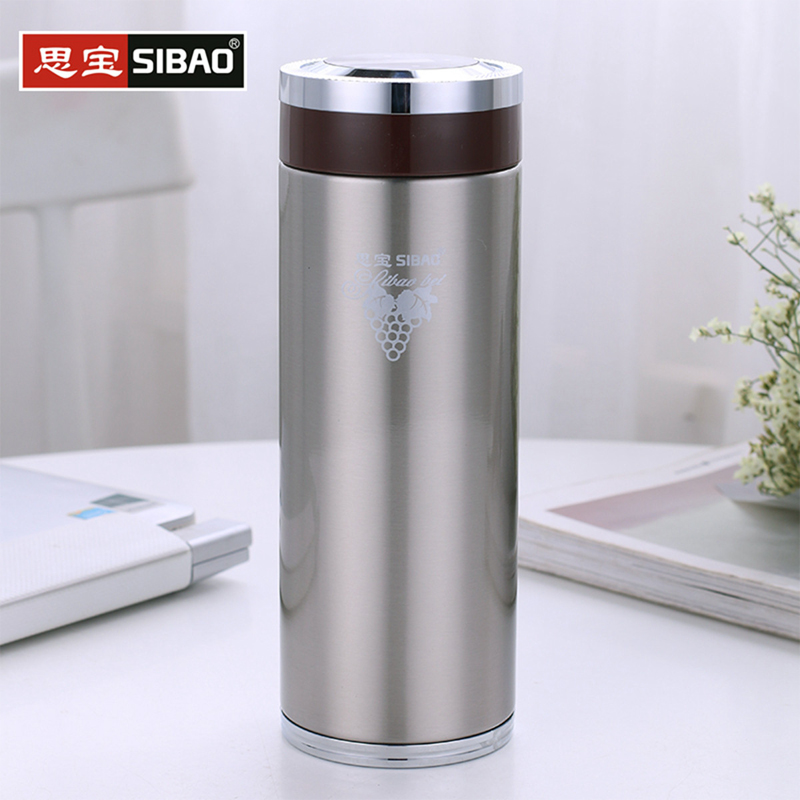 思宝304不锈钢保温杯男女士商务便携真空杯泡茶带滤网茶杯办公水杯