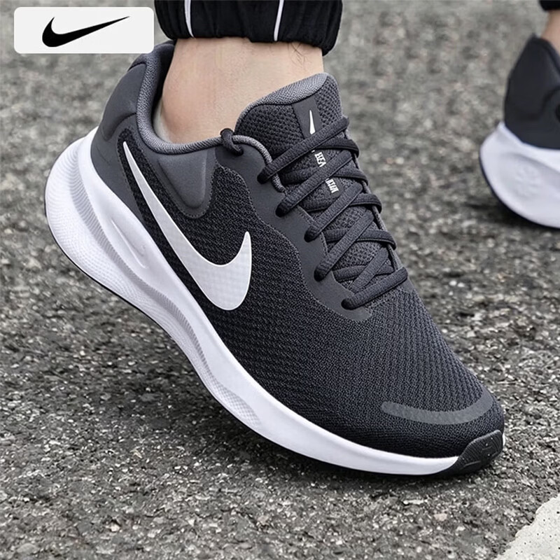 耐克（NIKE）男鞋2026夏季新款RUN DEFY网面运动鞋低帮休闲鞋公路专业跑步鞋 黑色灰色白FB2207-007/现货速发/革命者7/偏小拍大半码 42 (内长265mm)