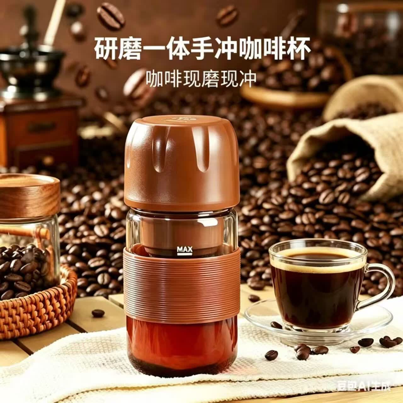 PRETTY GOOD手冲咖啡机 咖啡机研磨冲泡一体机 磨豆器 便携咖啡机  JH-1801 京东折扣/优惠券