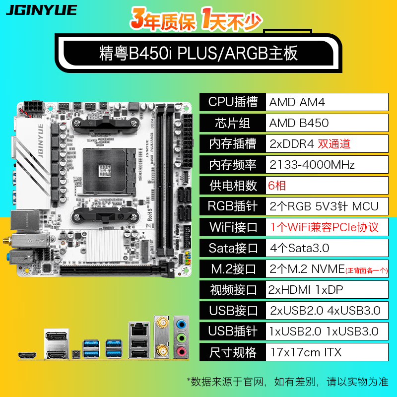 精粤 B450I PLUS ARGB ITX DDR4 图 3