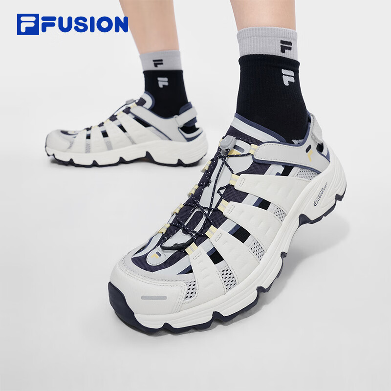 斐乐（FILA） FUSION斐乐潮牌章昊同款Como X户外凉鞋男鞋2026新款沙滩鞋子 白中白/海事蓝-BM 42