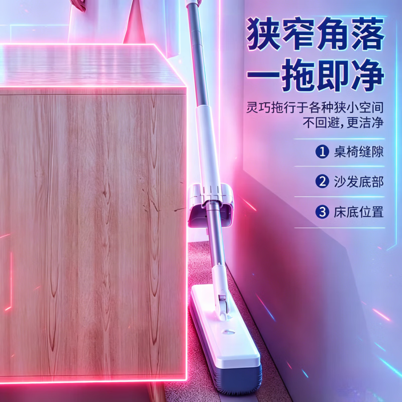 AILUKI平板拖把干湿两用大号新款家用懒人一拖地净拖地神器拖布尘推 灰色 3秒速软棉头 共2个原装头