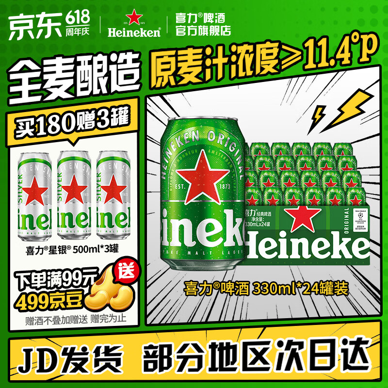 喜力经典啤酒330ml 24罐 124元 - 线报酷 喜力经典啤酒330ml 24罐 124元 - 线报酷
