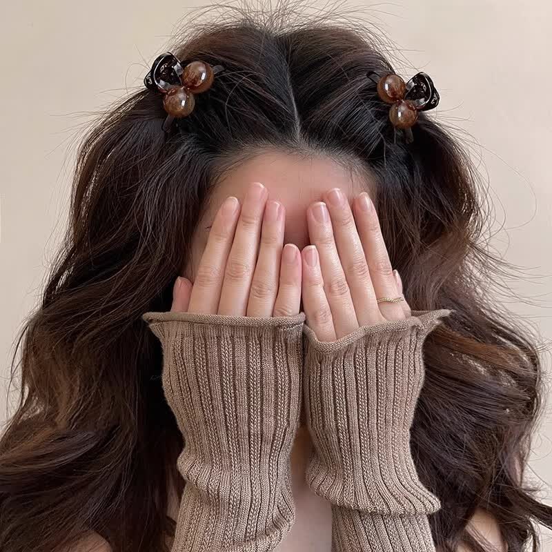 唐芙妮琥珀色樱桃小抓夹女新款发夹公主头刘海夹碎发夹子鲨鱼夹发饰 琥珀色球球小抓夹一对装