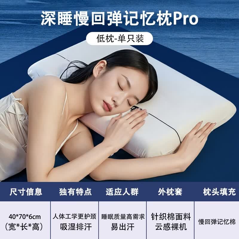 接运猫记忆棉枕头护颈椎助睡眠深睡枕酒店专用一对整头学生宿舍成人枕芯 白色深睡Pro3护颈枕-6cm单只装