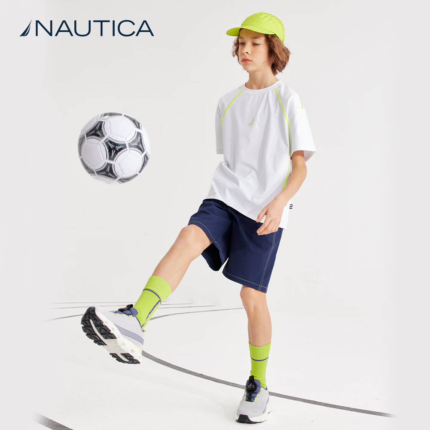 NAUTICA【防晒速干】NAUTICA诺帝卡童装男童短袖儿童t恤女童夏装上衣运动 白色【航海】 140