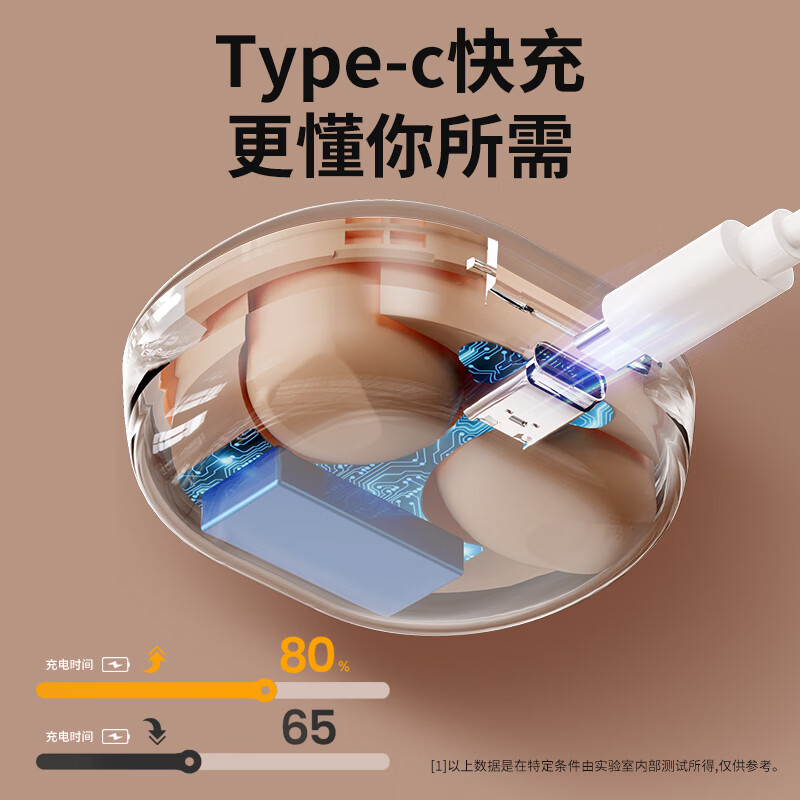 快本（Kuabe）无线蓝牙耳机太空数显充电仓炫彩真无线半入耳式随身舒适运动跑步游戏音乐降噪适手机通用耳塞 [升级透明数显充电仓]酷雅黑 官方标配