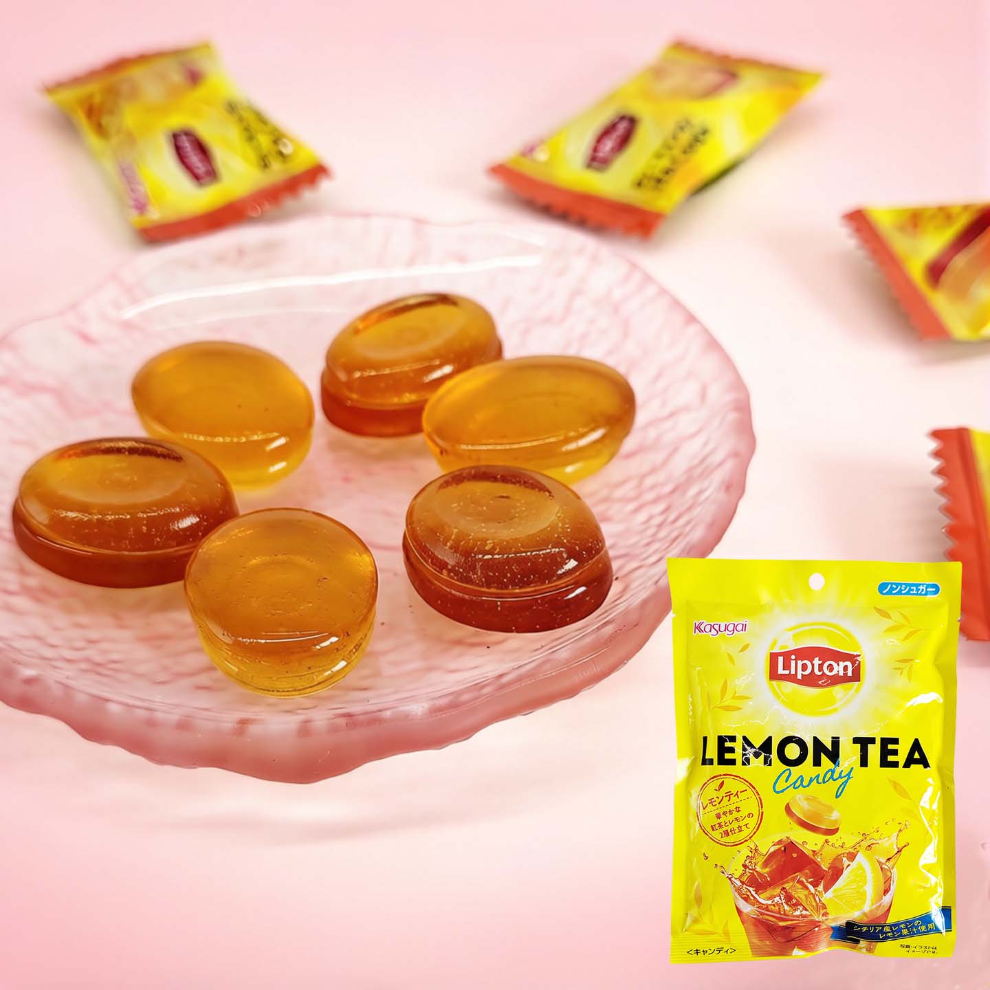 春日井（kasugai）Lipton立顿柠檬茶味糖果55g 独立包装硬糖 日本进口休闲零食喜糖