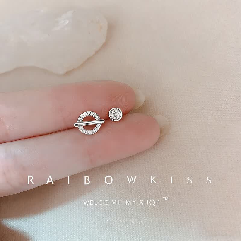 999银针不对称星球耳钉女轻奢高级感爆闪锆石土星耳饰送女友礼物 星球耳钉-螺丝款-999银针款 1对